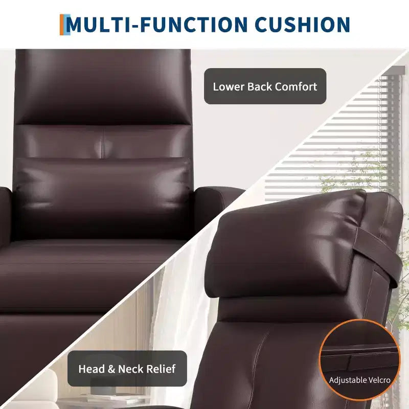 Power Recliner Chair - Heat and Massage, Adjustable Electric Recliner Ergonomic PU Leather Single Sofa, Tall Back, Padded Seat, Home Theater Seating