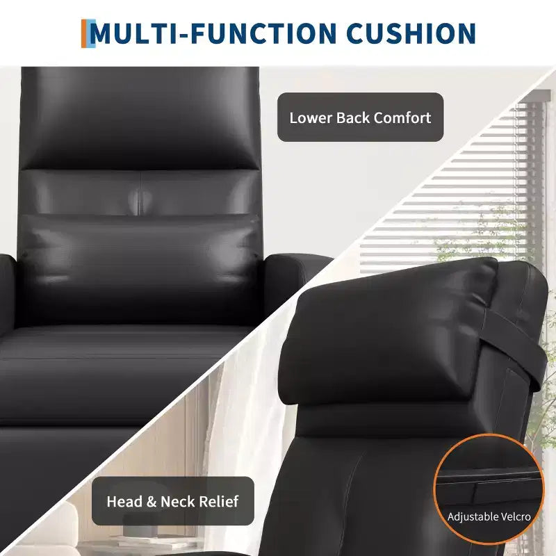 Power Recliner Chair - Heat and Massage, Adjustable Electric Recliner Ergonomic PU Leather Single Sofa, Tall Back, Padded Seat, Home Theater Seating