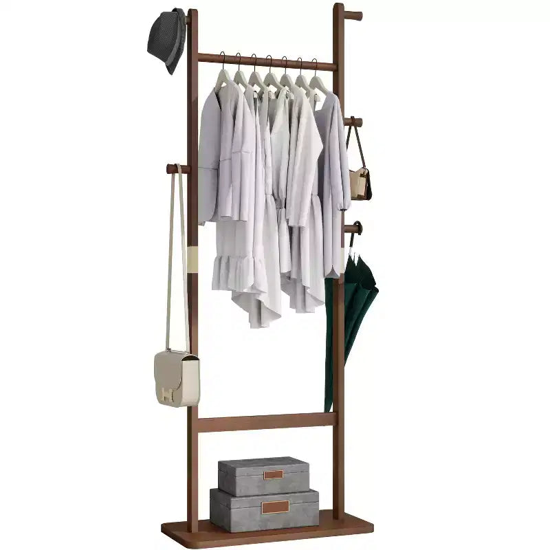 Kleiderdiener aus Holz für Damen und Herren, Kleiderständer mit Schublade, Kleiderbügel, Ablage, Krawattenstange und Schuhablage, Anzugständer für Schlafzimmer, Büro oder Eingangsbereich