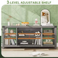 Farmhouse Wood TV Cabinet for TVs up to 65", Adjustable Shelves & 2 Cabinets