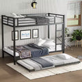 Bellemave Twin XL Over Twin XL Bunk Bed with Trundle, Heavy-Duty Metal Triple Bed Frame, Guardrails, Noise-Free, Black