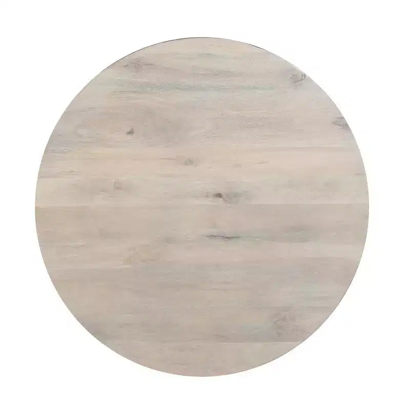 37" Round Drum Coffee Table with Storage, Handcrafted Washed White Mango Wood