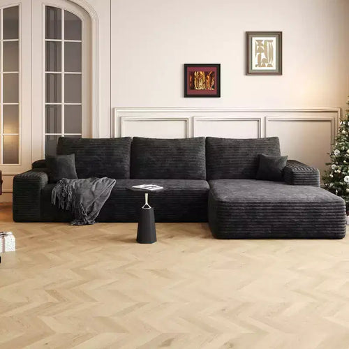 MAYEERTY 107 Cloud L-Shape Sofa - 107 L-Shape, Corduroy, Deep Seat, No Assembly, for Living Room/Bedroom