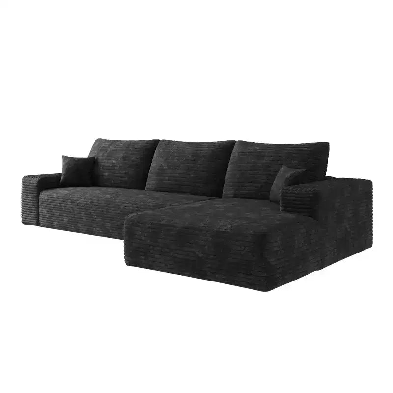 107" Cloud L-Shape Sofa, Corduroy Deep Seat, No Assembly Required, Living Room