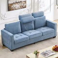 89Modern Comfy Sofa with Removable Headrests,Four Side Pockets, Chenille Fabric Upholstered ,for Living Room Bedroom Apartment Office