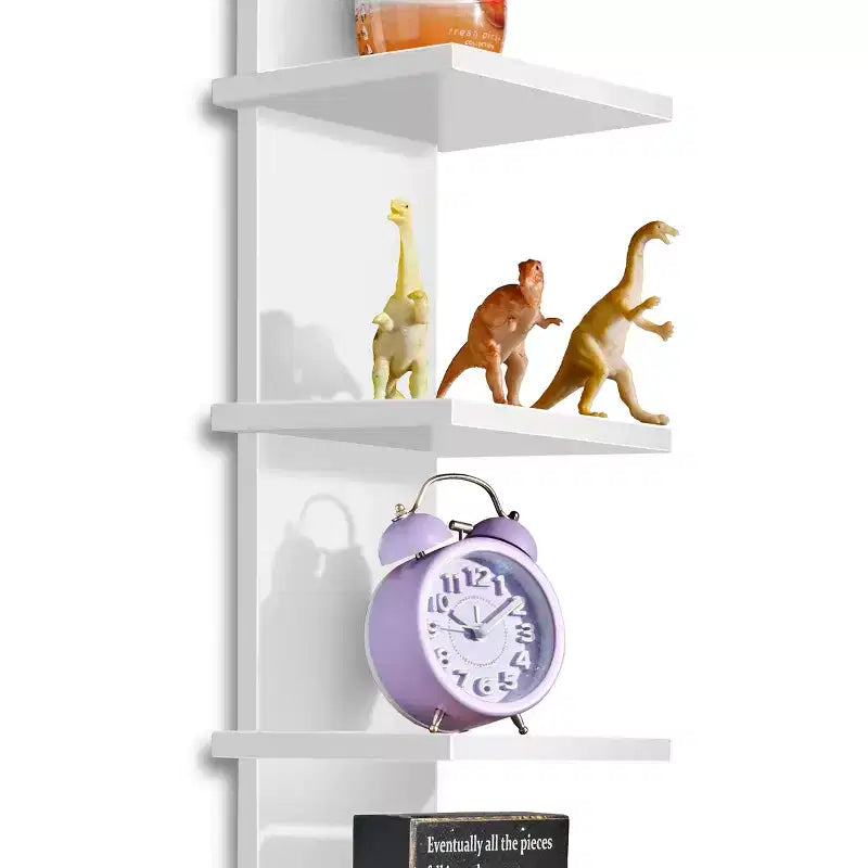5-Tier Wall Mounted Floating Shelf Unit with Hooks, Home Decor Storage Organizer