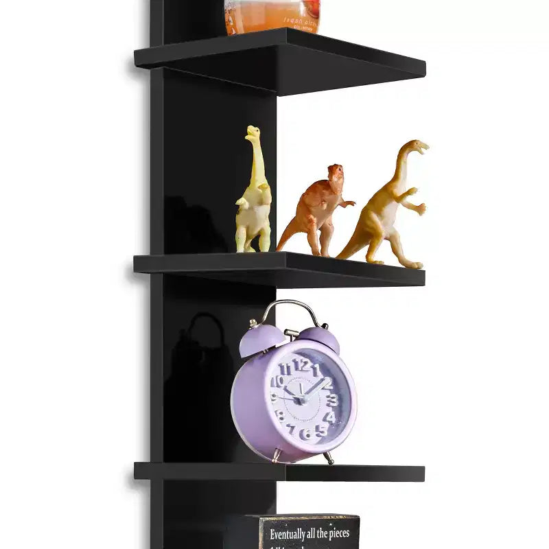 5-Tier Wall Mounted Floating Shelf Unit with Hooks, Home Decor Storage Organizer