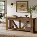 Lantine 2 Tiers Solid Wood Console Table, 70.9 Extra Long Entryway Table, Sofa Table Behind Couch for Living Room, Hallway, Foyer
