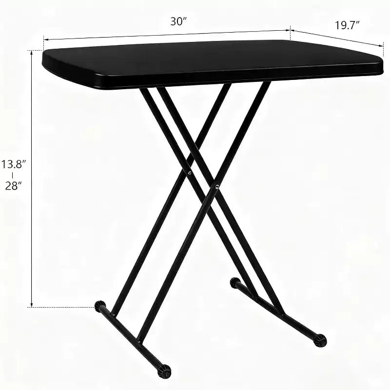 Portable Folding Laptop TV Tray Table, 30" Adjustable Height, HDPE Top, Black