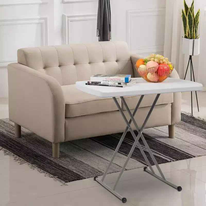 Tragbarer, zusammenklappbarer Laptop- und TV-Tabletttisch, 30" höhenverstellbar, HDPE-Tischplatte, Schwarz