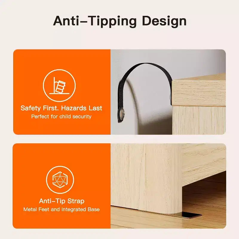 7 Drawers Dresser, Modern Wood Chest of Drawers, Dressers with Round Edge Design, Dresser TV Stand, Wood Drawer Organizer for Bedroom, Living Room