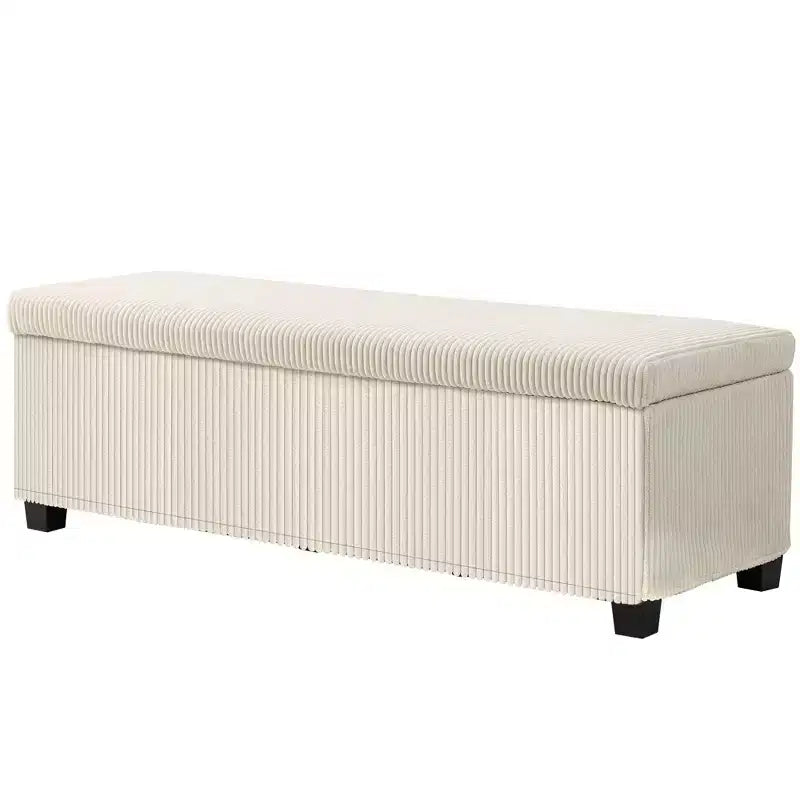 47 Inches Storage Ottoman Bench, Foot Rest with Legs, End of Bed Bench, Corduroy Storage Chest for Living Room