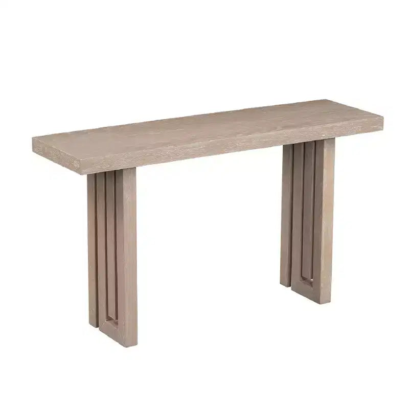 Modern Oak Veneer Console Table with Sculpted Sides, Spacious Entryway Top