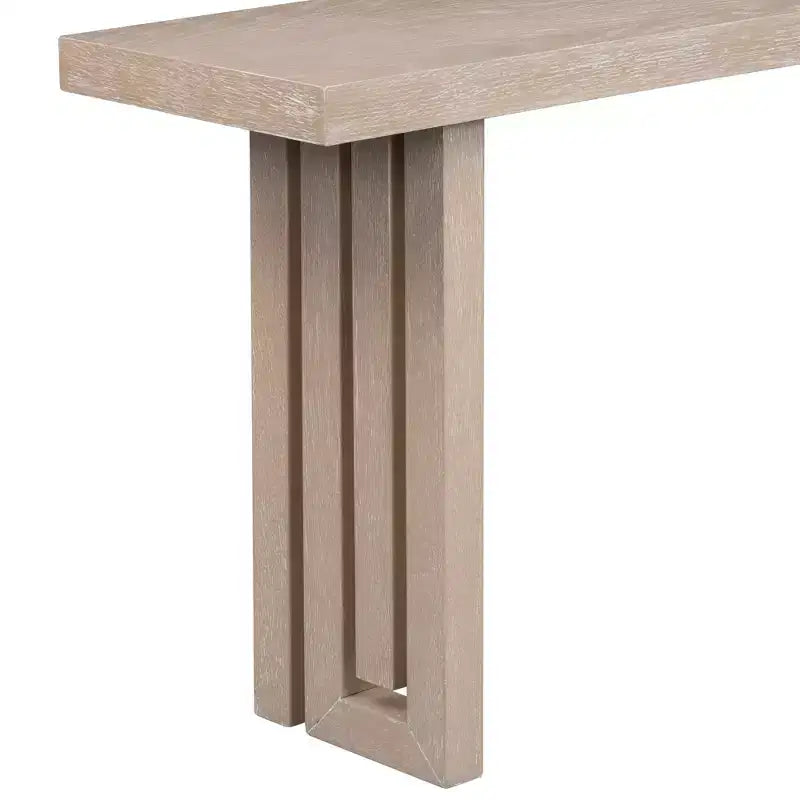 Modern Oak Veneer Console Table with Sculpted Sides, Spacious Entryway Top