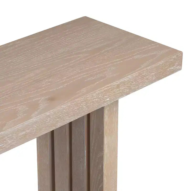 Modern Oak Veneer Console Table with Sculpted Sides, Spacious Entryway Top