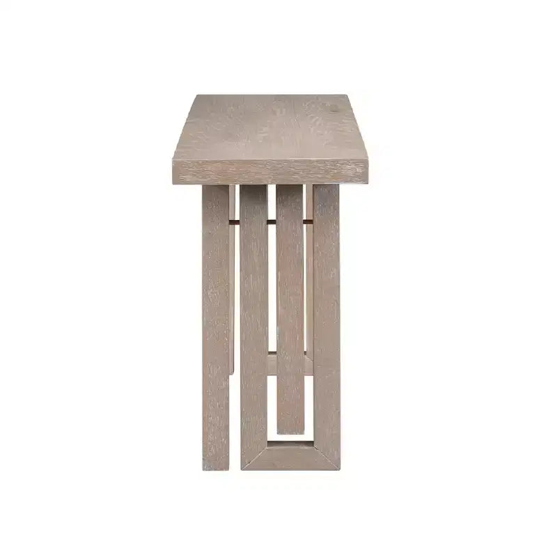 Modern Oak Veneer Console Table with Sculpted Sides, Spacious Entryway Top