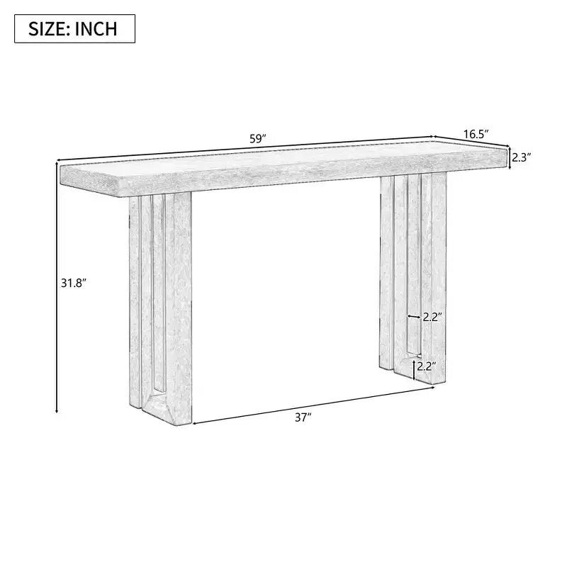 Modern Oak Veneer Console Table with Sculpted Sides, Spacious Entryway Top