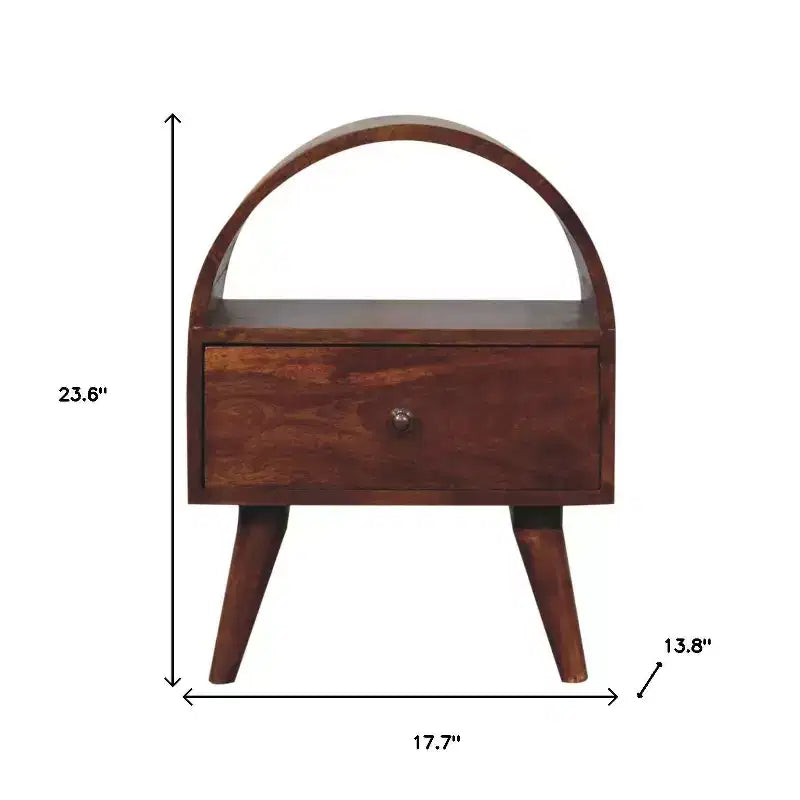 24" Chestnut Solid Wood Oval Top Nightstand with One Drawer