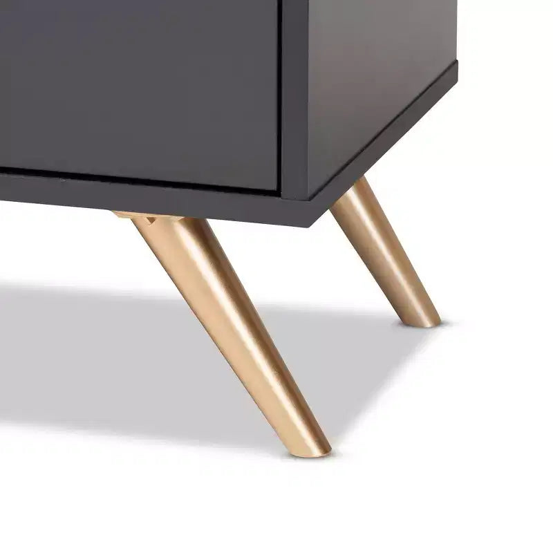 3-Door Entryway Cabinet with 4 Shelves, Dark Gray & Gold, Modern Organizer