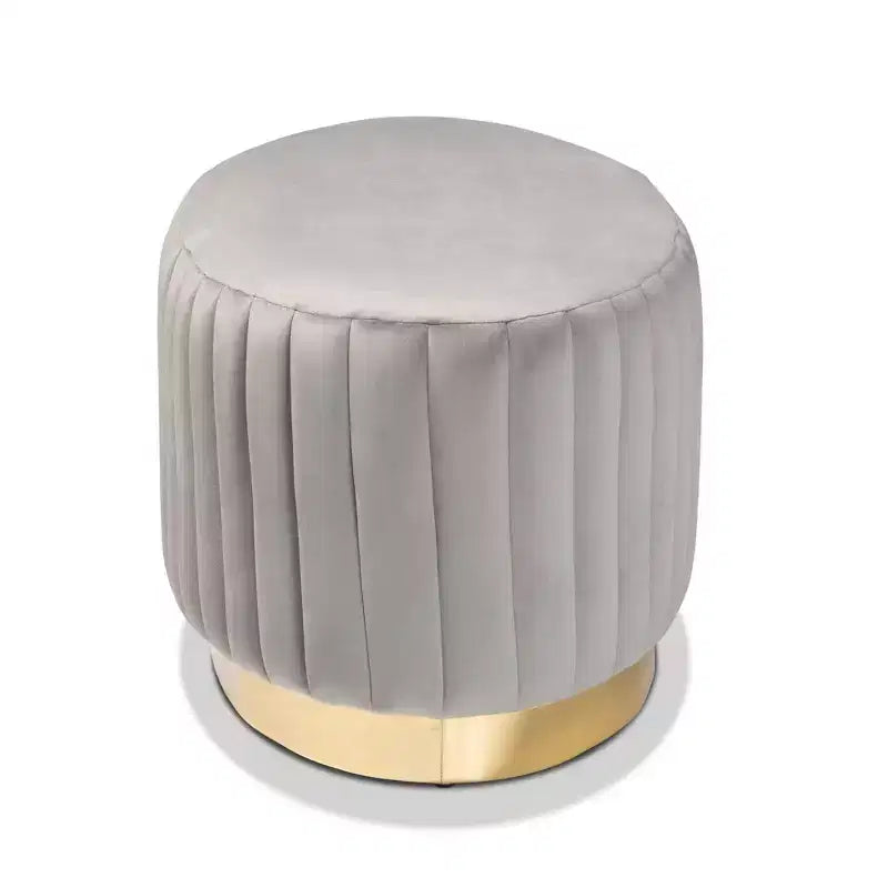 Velvet & PU Leather Upholstered Ottoman with Gold Legs, Accent Footrest