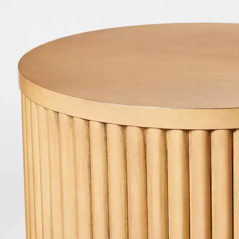 Natural Wood Dowel Side Table, Fully Assembled, Modern Minimalist Accent
