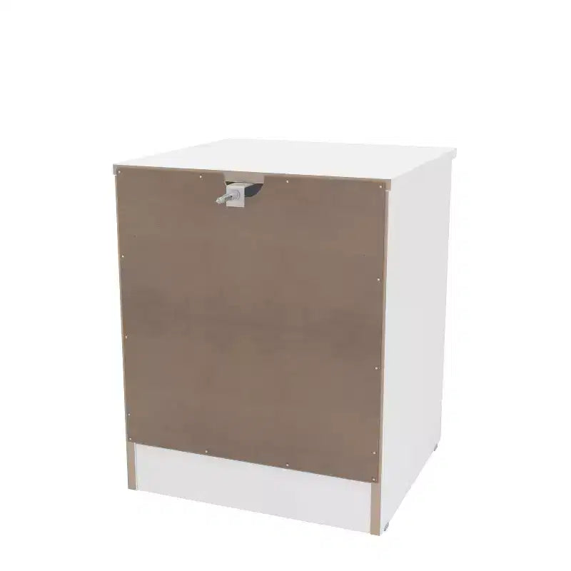 2-Drawer Nightstand, White Melamine Finish, Compact Bedside Table, 20"H