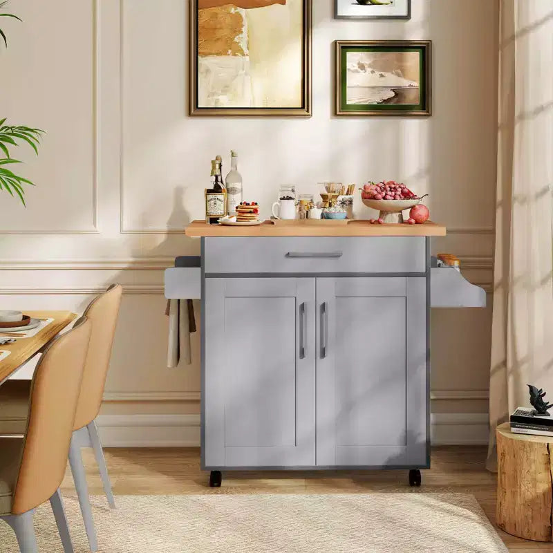 Isola da cucina con ruote e contenitore, porta asciugamani e portaspezie, multicolore