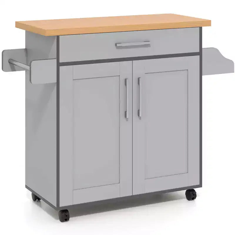Isola da cucina con ruote e contenitore, porta asciugamani e portaspezie, multicolore