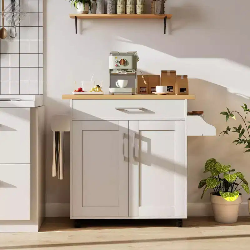 Isola da cucina con ruote e contenitore, porta asciugamani e portaspezie, multicolore