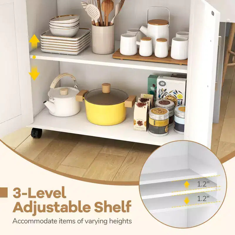 Isola da cucina con ruote e contenitore, porta asciugamani e portaspezie, multicolore