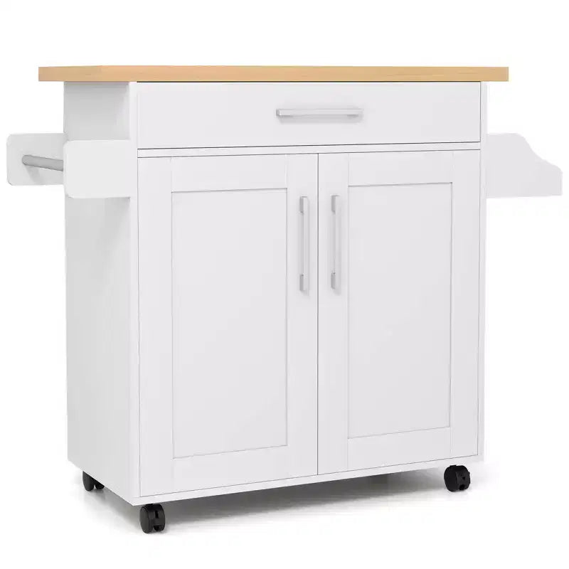 Isola da cucina con ruote e contenitore, porta asciugamani e portaspezie, multicolore