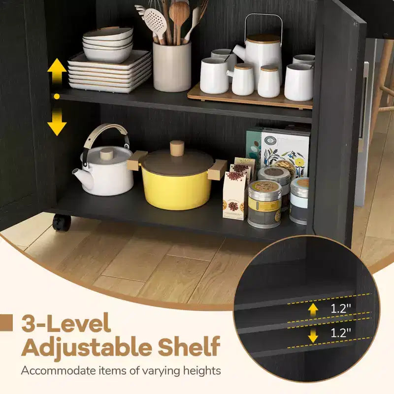 Isola da cucina con ruote e contenitore, porta asciugamani e portaspezie, multicolore