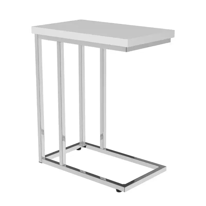 C-Shaped Sofa Side Table, Laptop Tray & Compact Nightstand, Space-Saving, White